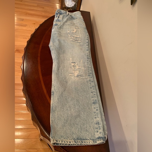 Polo Ralph Lauren Relaxed Straight Crop Jeans - Light Blue Wash Button Fly - Picture 3 of 14